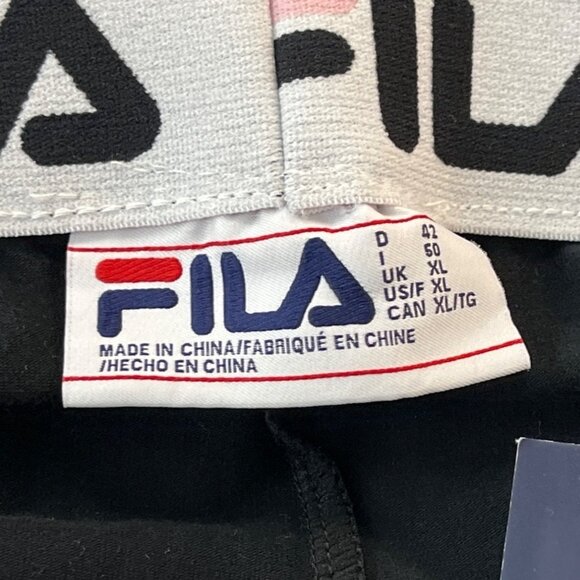 Fila Dina Black & Pink Logo Pull On Womens Leggings Sz XL - New - Picture 4 of 7